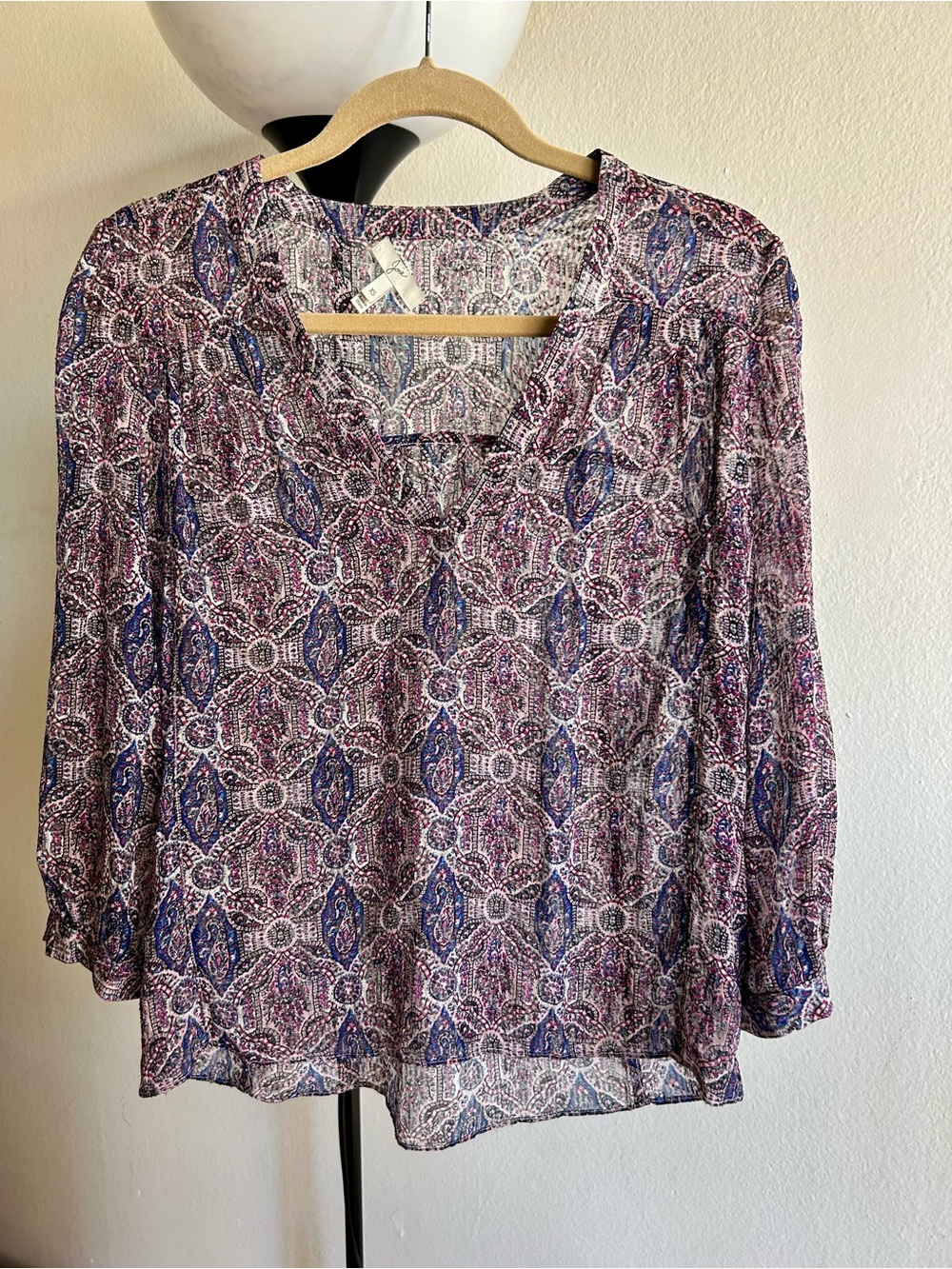 Joie Purple Multi Paisley V-Neck Blouse